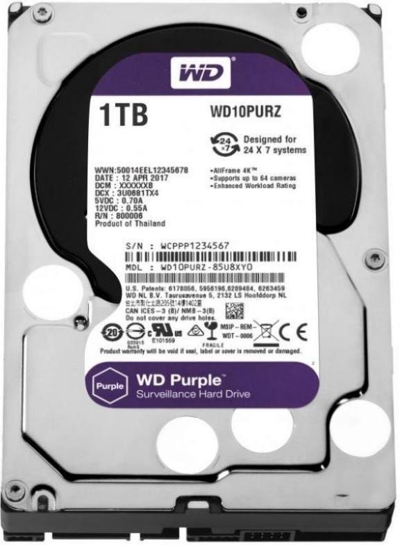 Жорсткий диск Western Digital Purple 1TB 64MB 5400RPM 3.5'' (WD10PURZ)